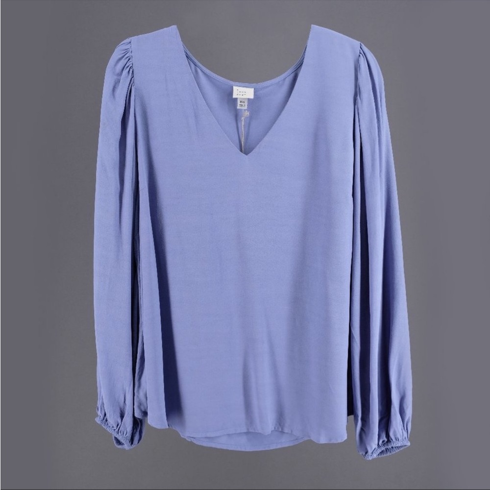 Cornflower Blue Blouson Sleeve Peasant Blouse XXL